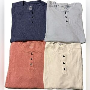 Apt. 9 Men's Short Sleeve Henley 4 Pack- Navy, Light Blue, Coral, Ivory